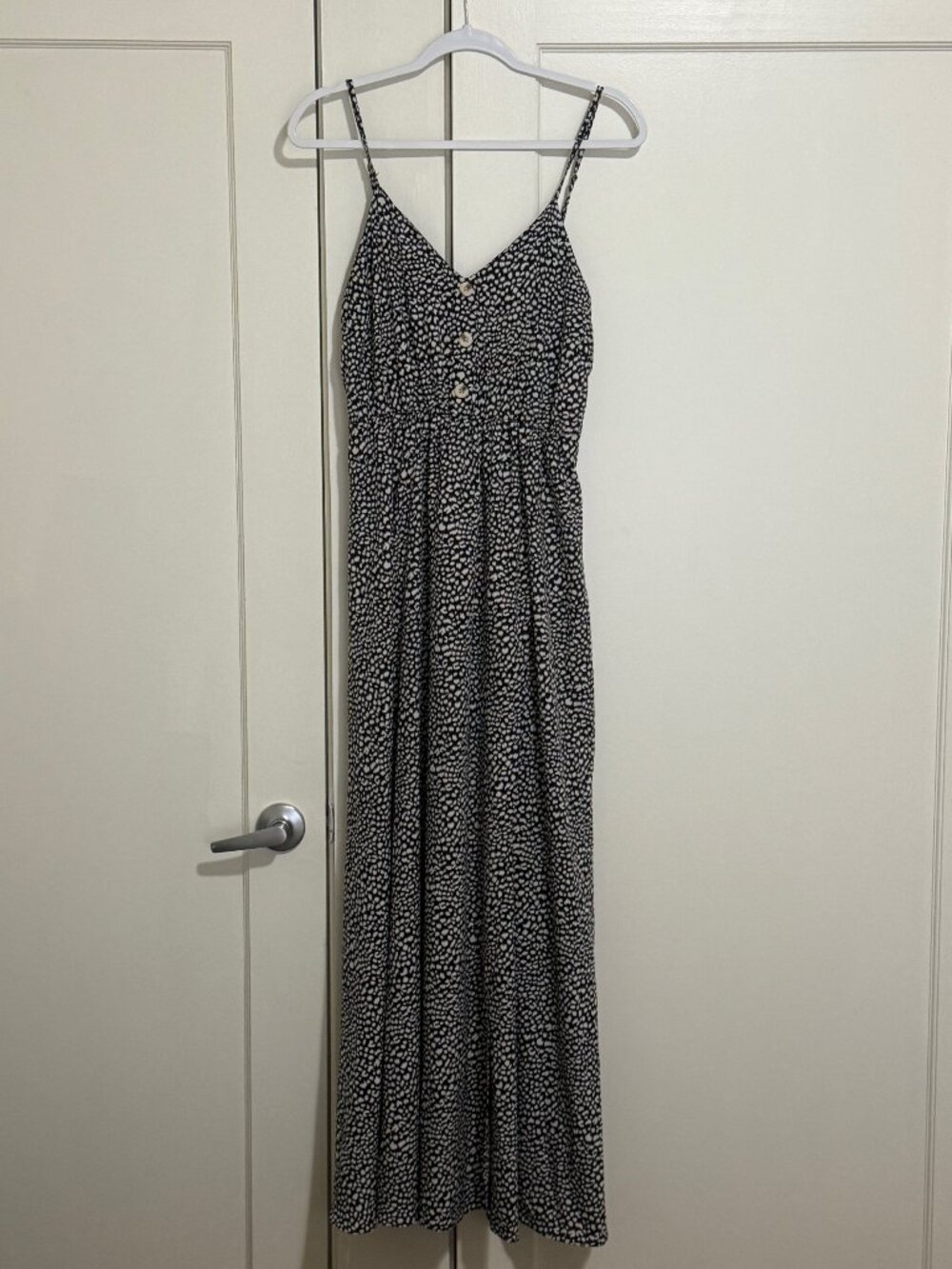 White and Navy Dot Maxi Dress